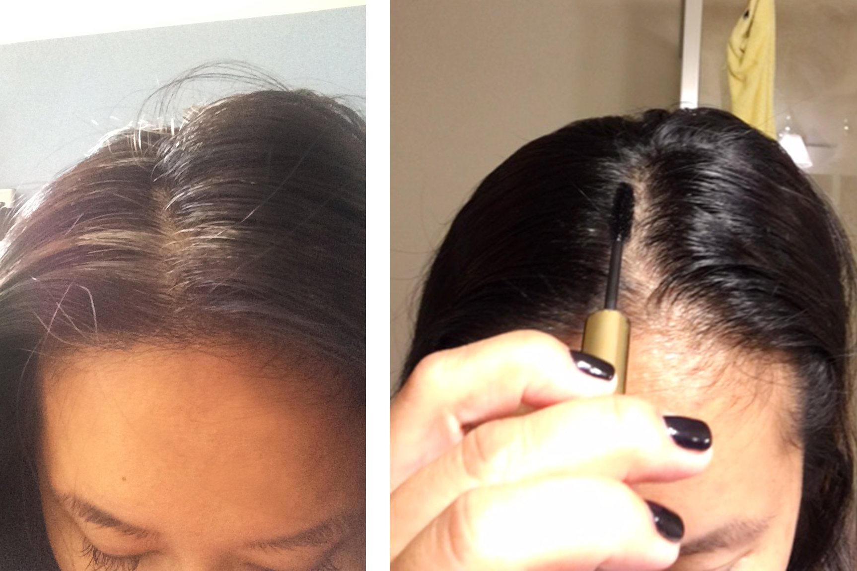Granted this photo was taken in the morning on the left and at night on the right, you can see that my gray hairs are coming in FULL FORCE!