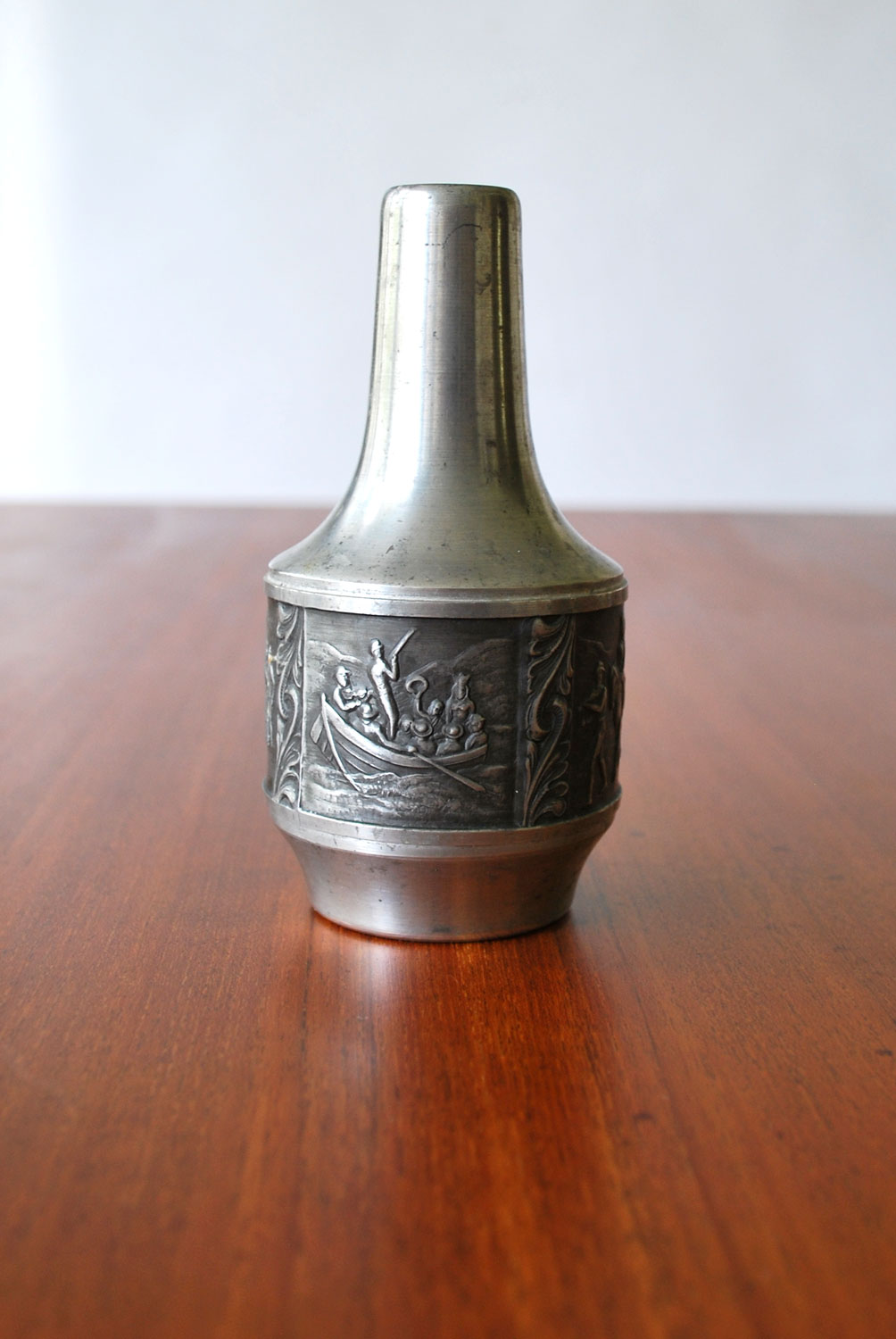 Vintage Mid Century Norwegian Viking Queen Pewter Vase - 1960s 