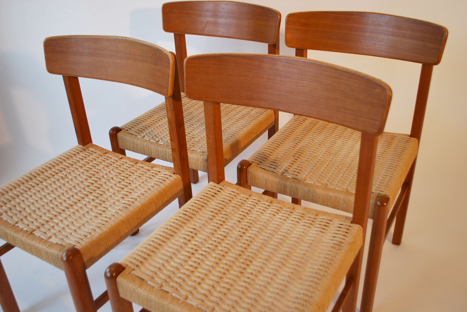 Set/4 Vintage Teak Chairs with Woven Danish Cord Seats - SOLD — Vintage  Modern Maine