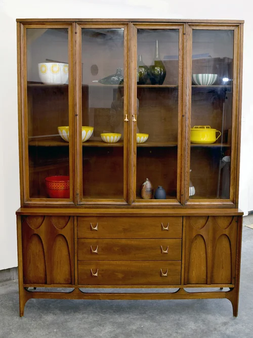 Broyhill 'Brasilia' Credenza and China Cabinet — Vintage Modern Maine