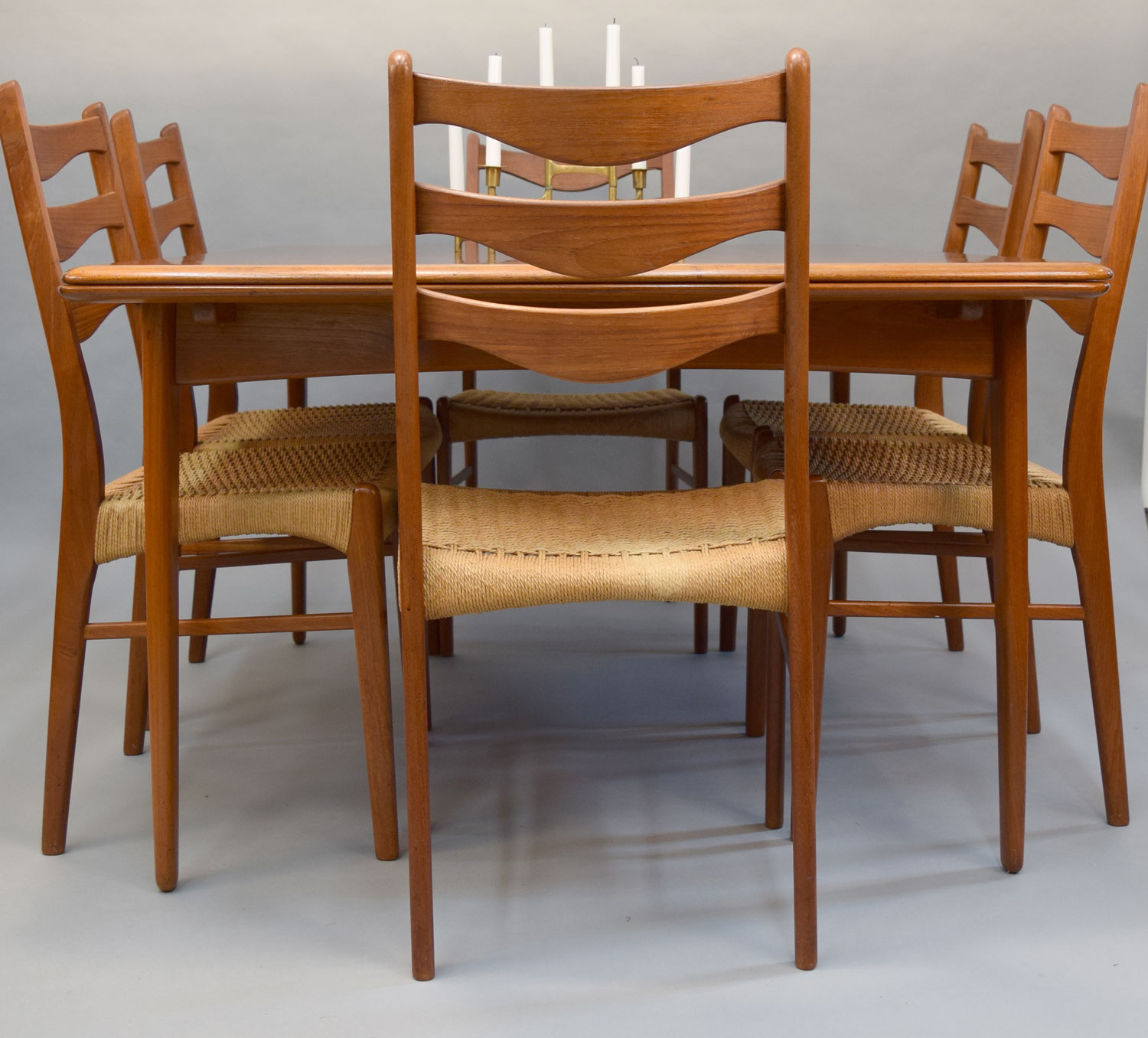 Teak High-backed Dining Chairs by Arne Wahl-Iversen with Danish Cord S