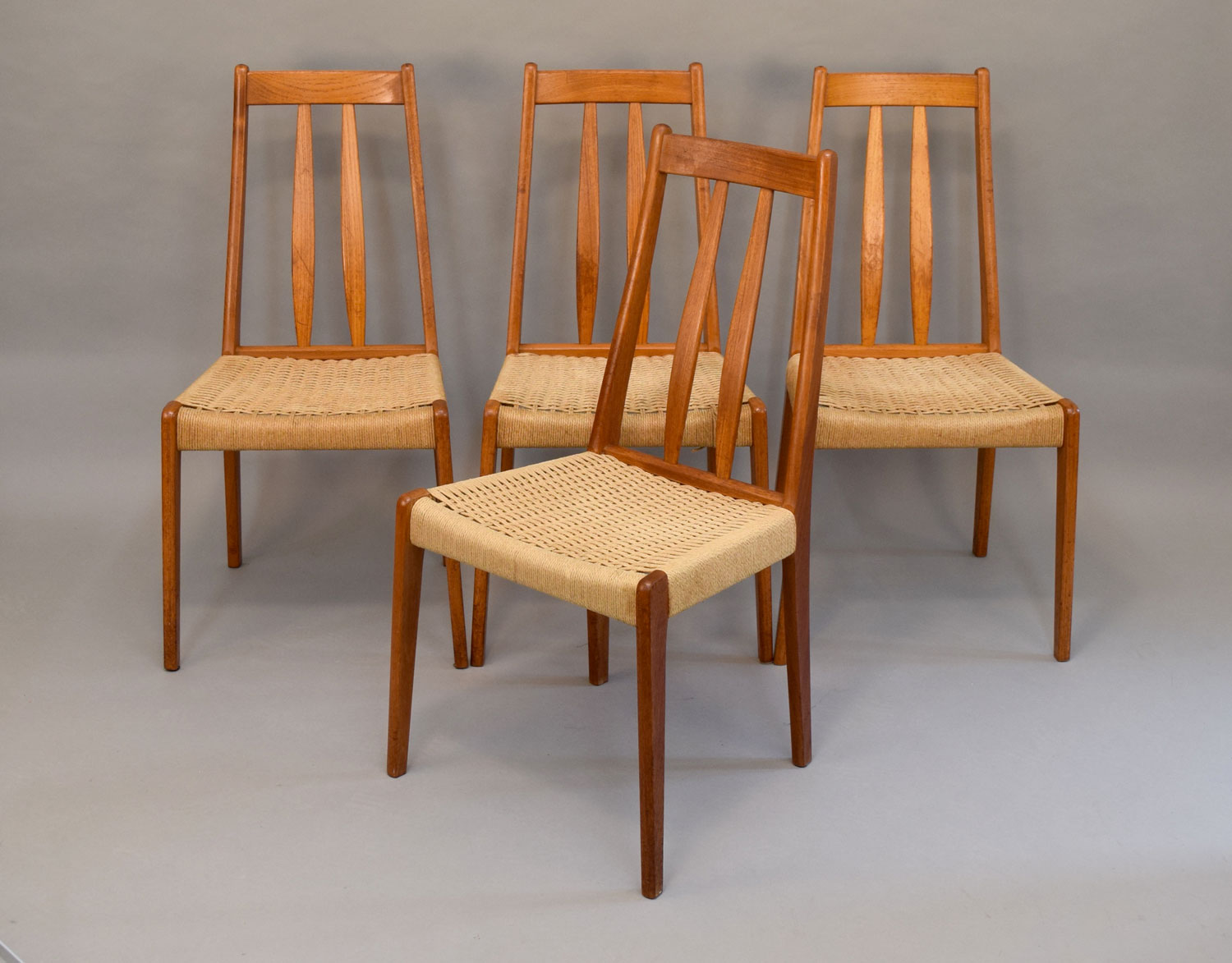 Set/4 Teak and Danish Cord Chairs - SOLD — Vintage Modern Maine