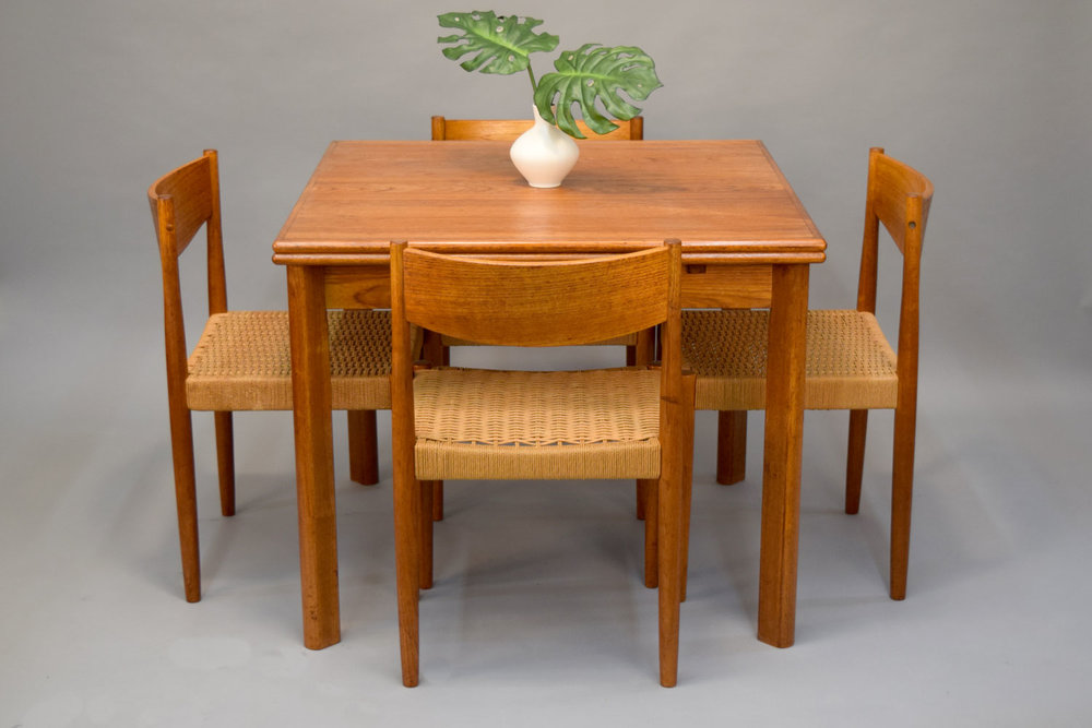 Small Scale Danish Modern Teak Dining, Retro Teak Dining Table And Chairs