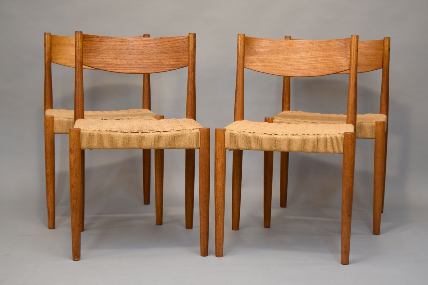 Set/4 teak and woven Danish cord dining chairs - SOLD — Vintage