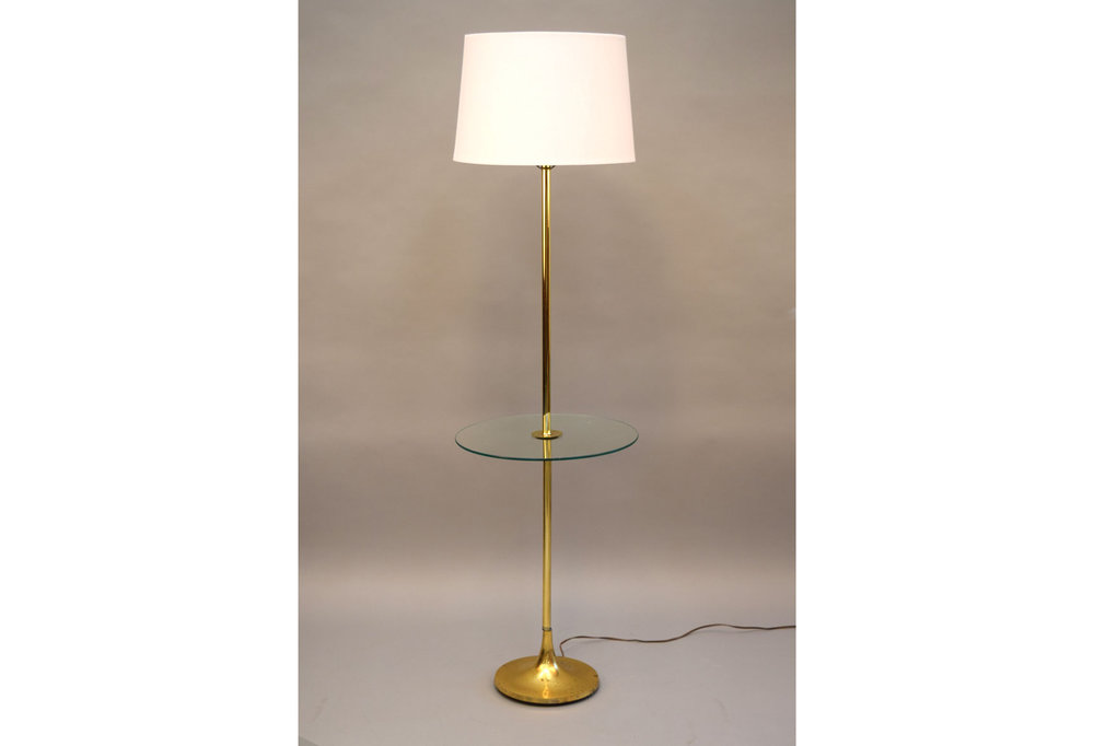 Laurel Lamp Company Brass Tulip Floor, Vintage Brass Floor Lamp With Glass Table