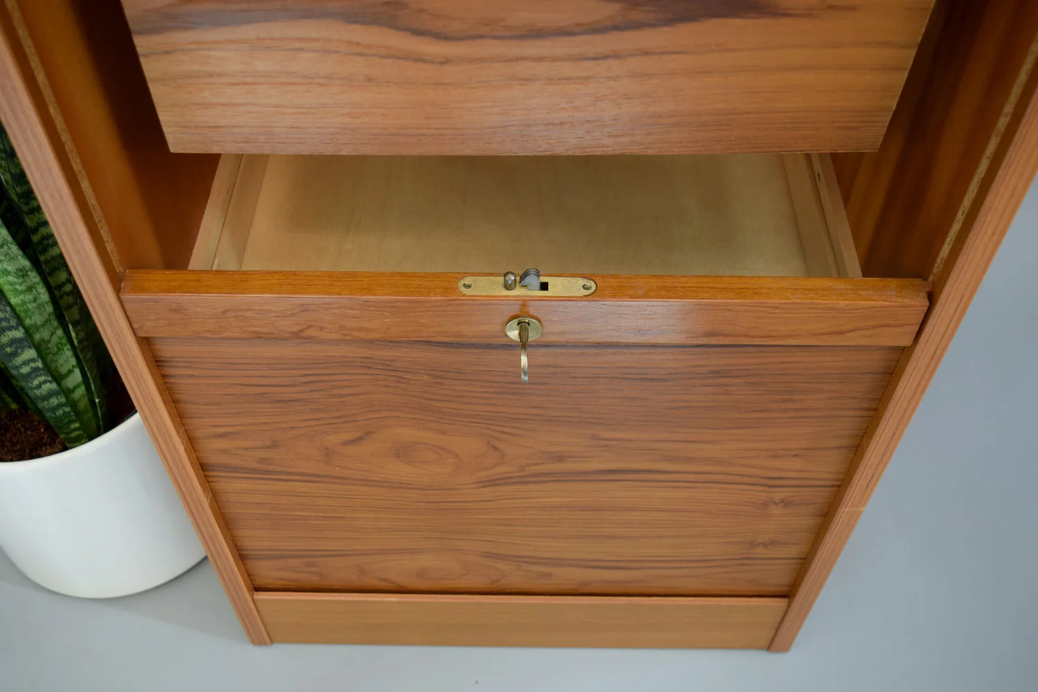 Danish Teak Tambour Door File Cabinet Sold Vintage Modern Maine