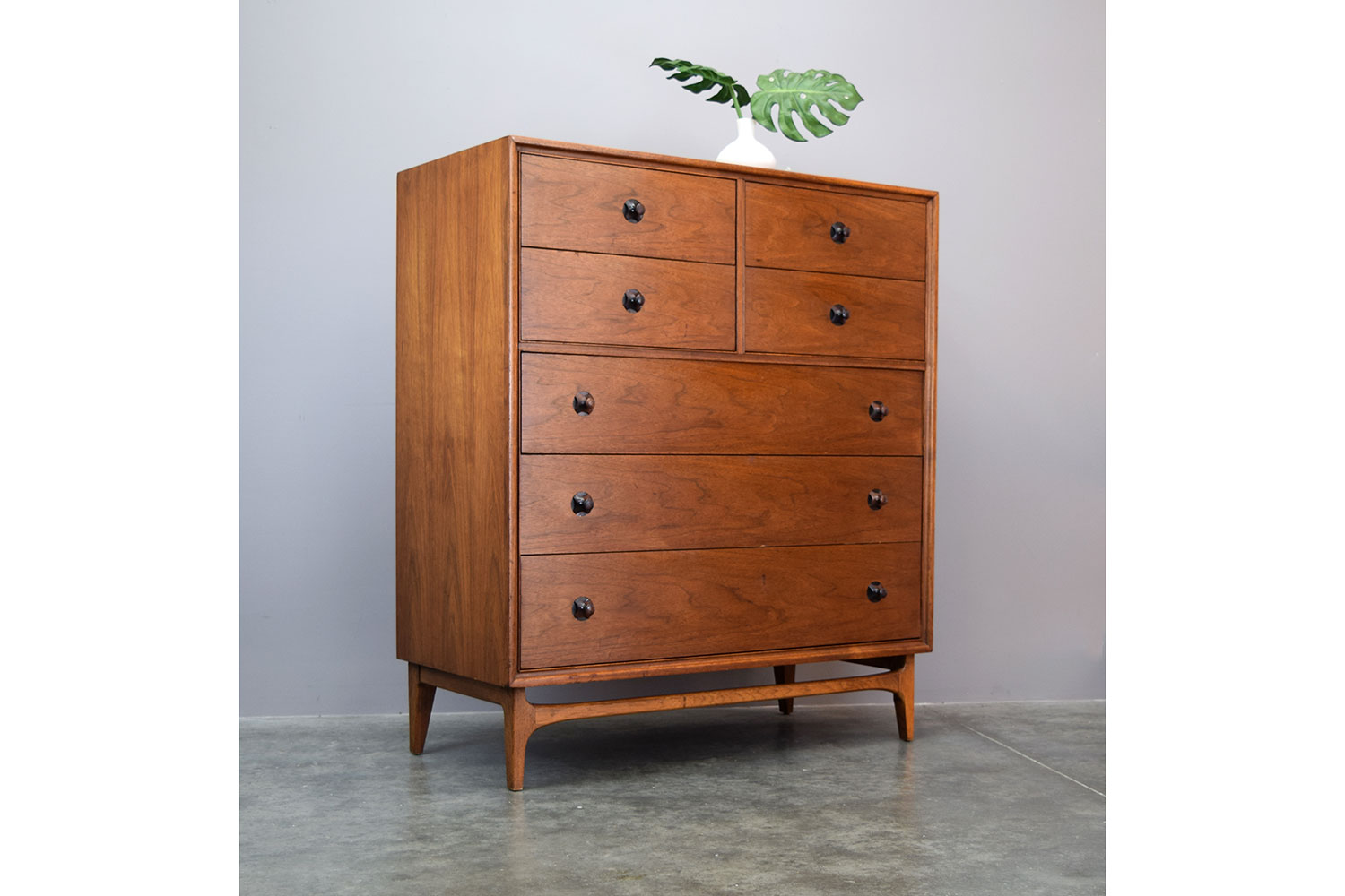 Fabulous 1959 Walnut Rosewood Highboy Chest By Thomasville