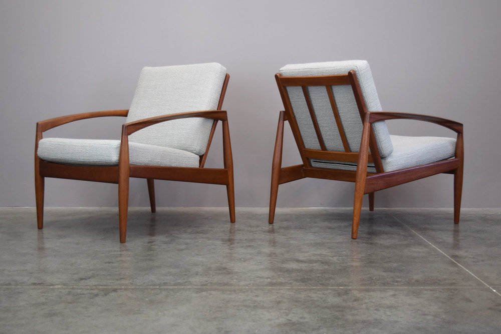 Melbourne Blitz Indica Kai Kristiansen 'Paperknife' Teak Lounge Chairs - SOLD — Vintage Modern  Maine
