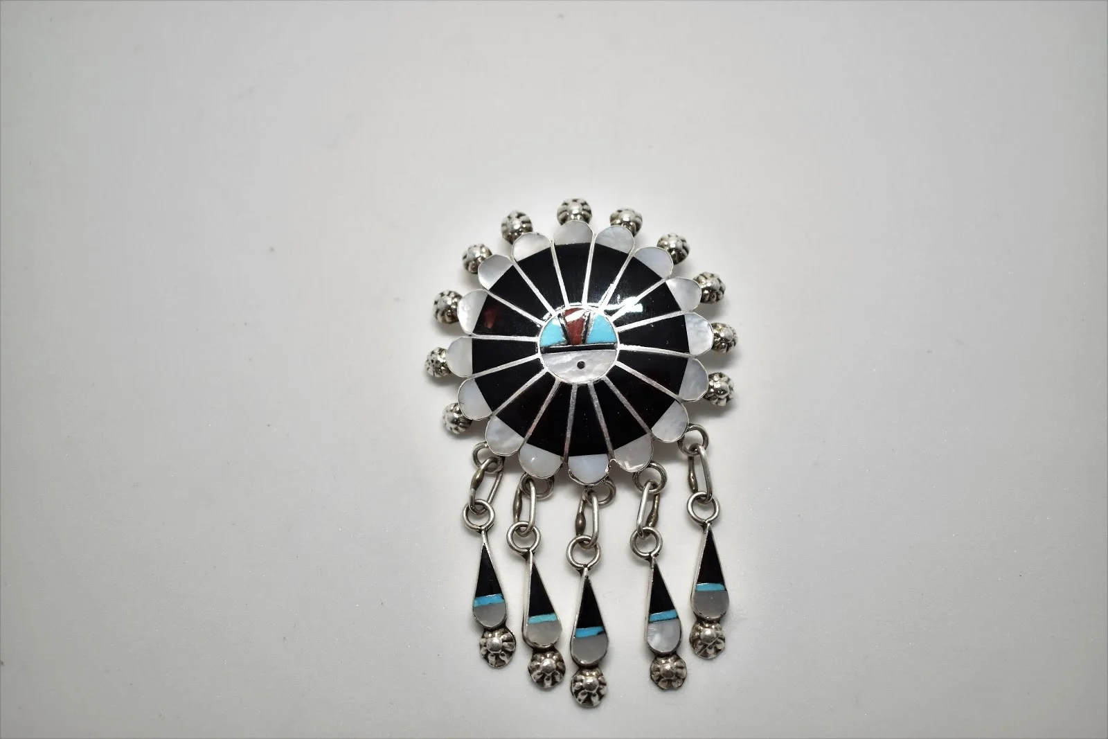 Zuni Onyx Sunface Pin/ Pendant — Grey Wolf Gallery