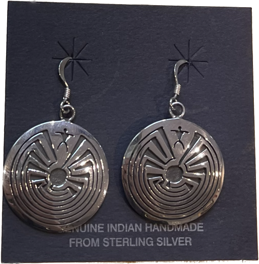 Hopi Man in the Maze Earrings — Grey Wolf Gallery