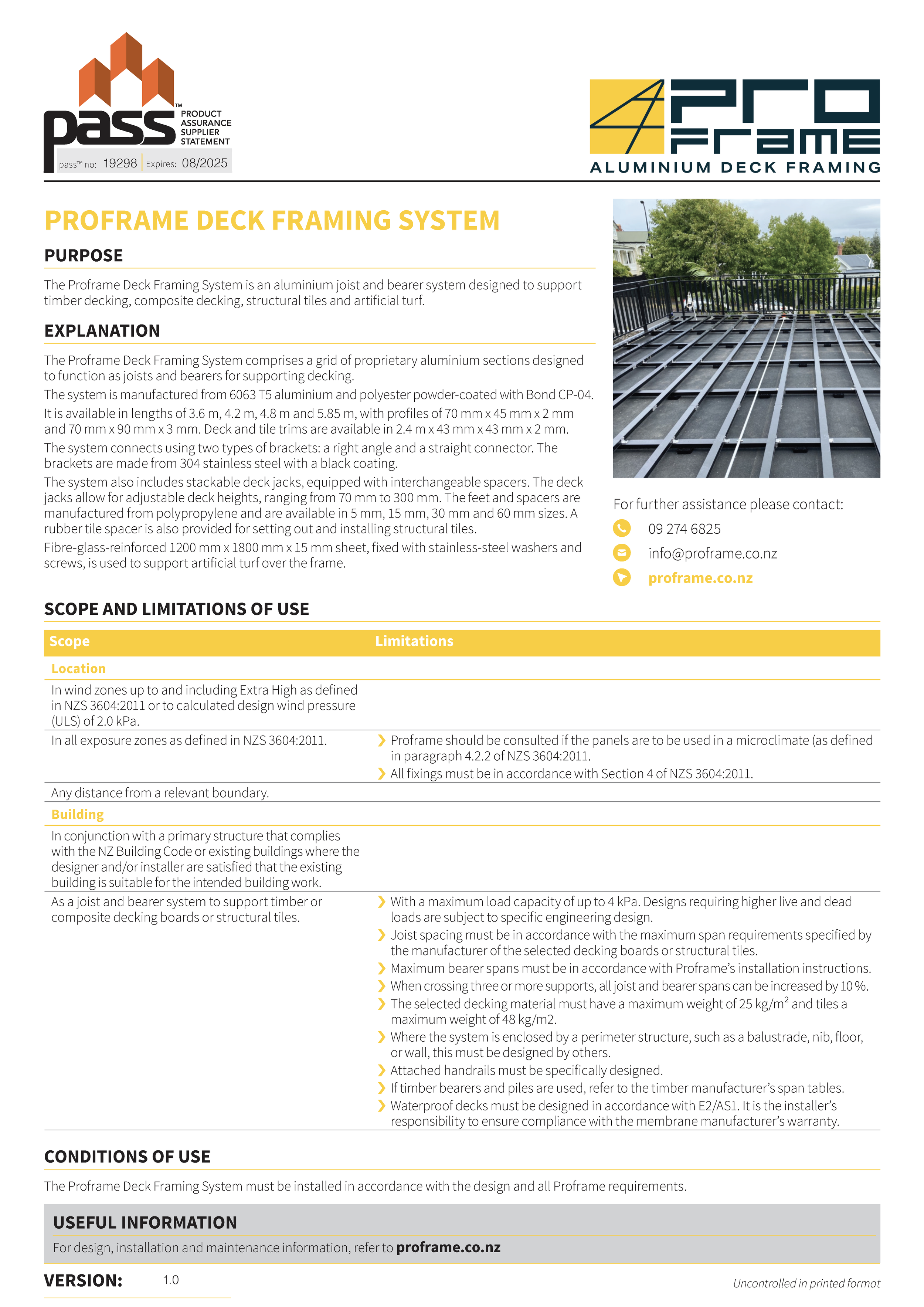 Proframe Deck Framing System