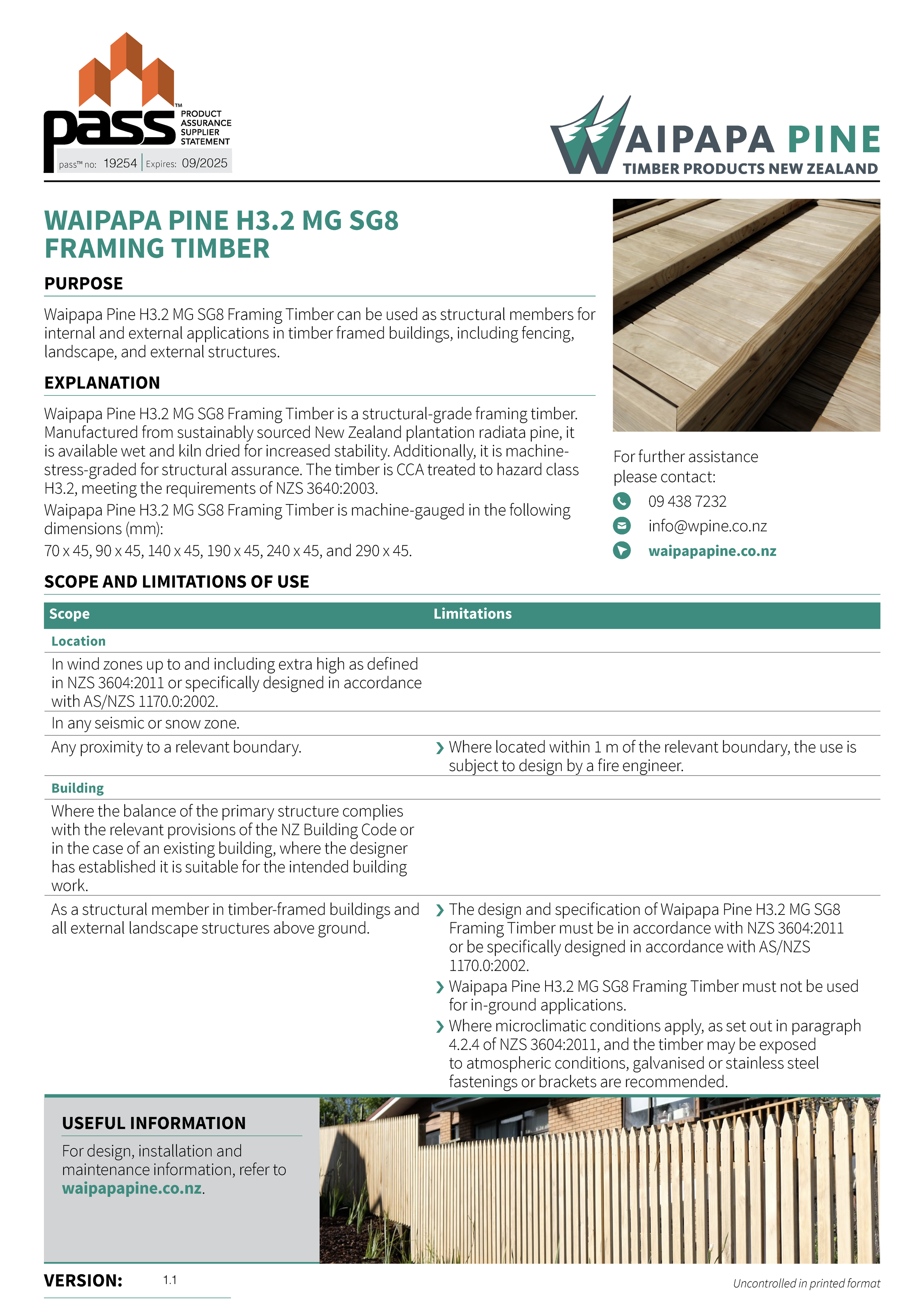 Waipapa Pine H3.2 MG SG8 Framing Timber