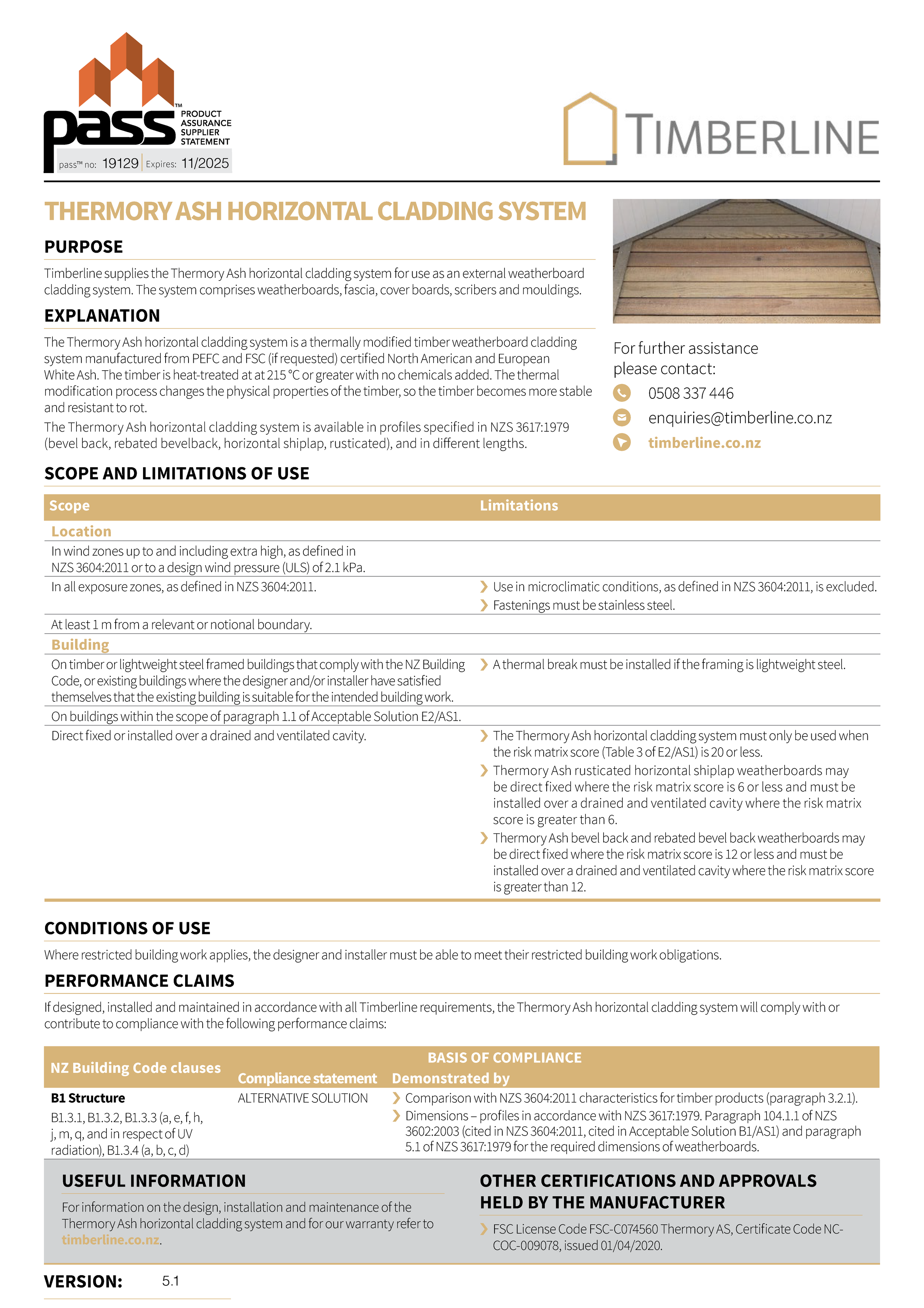 Timberline Thermory Ash Horizontal Cladding System pass™