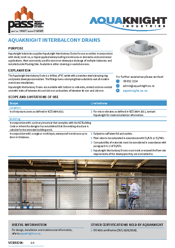 Aquaknight Interbalcony Drain pass™