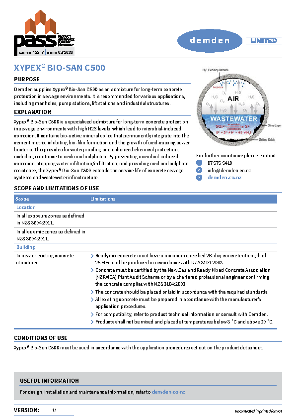 Demden Xypex Bio-San C500 pass™