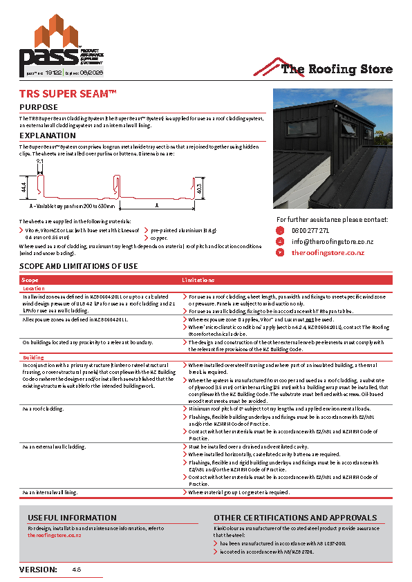 TRS Super Seam™ Cladding System pass™