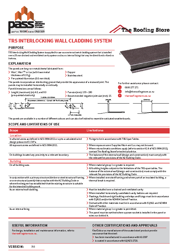 TRS Interlocking Wall Cladding System pass™