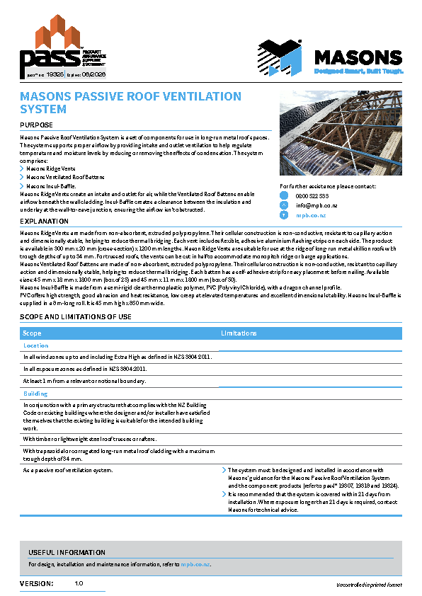Masons Passive Roof Ventilation System pass™