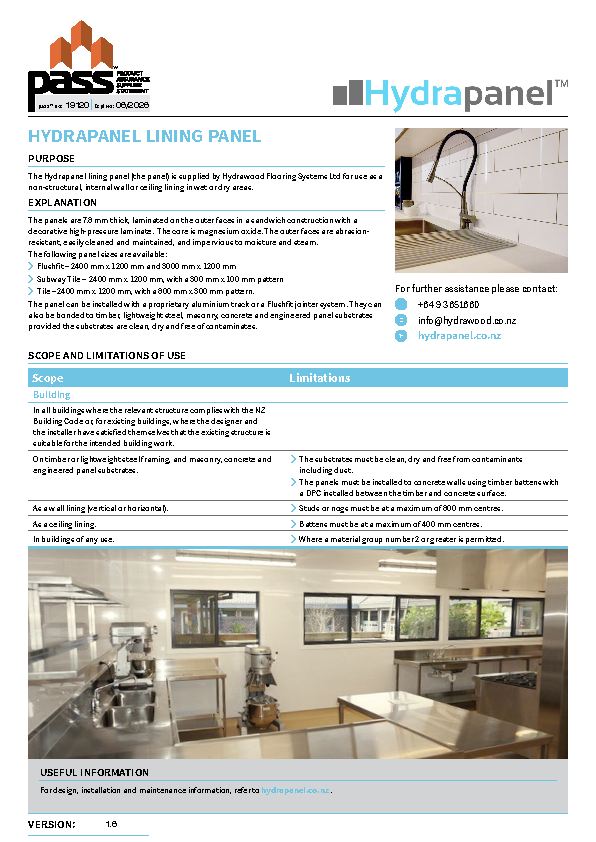 Hydrapanel lining panel pass™