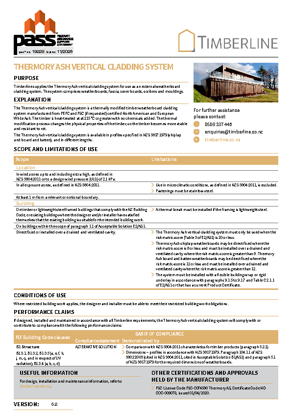 Timberline Thermory Ash Vertical Cladding System pass™ 