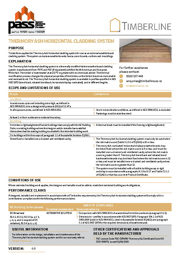 Timberline Thermory Ash Horizontal Cladding System pass™
