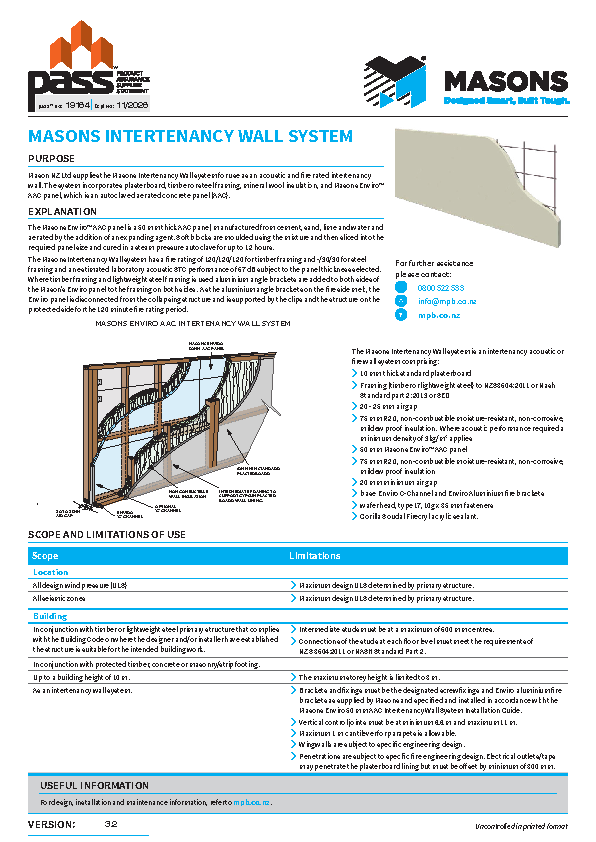MASONS INTERTENANCY WALL SYSTEM pass™