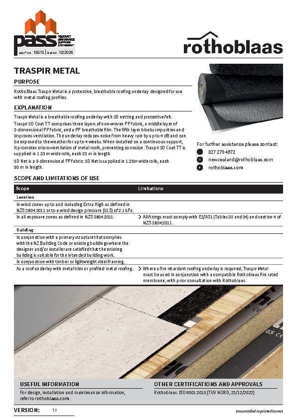 Rothoblaas Traspir Metal pass™
