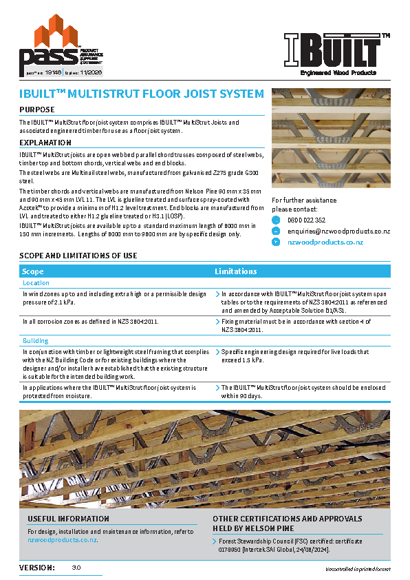 IBUILT™ MultiStrut Floor Joist System pass™