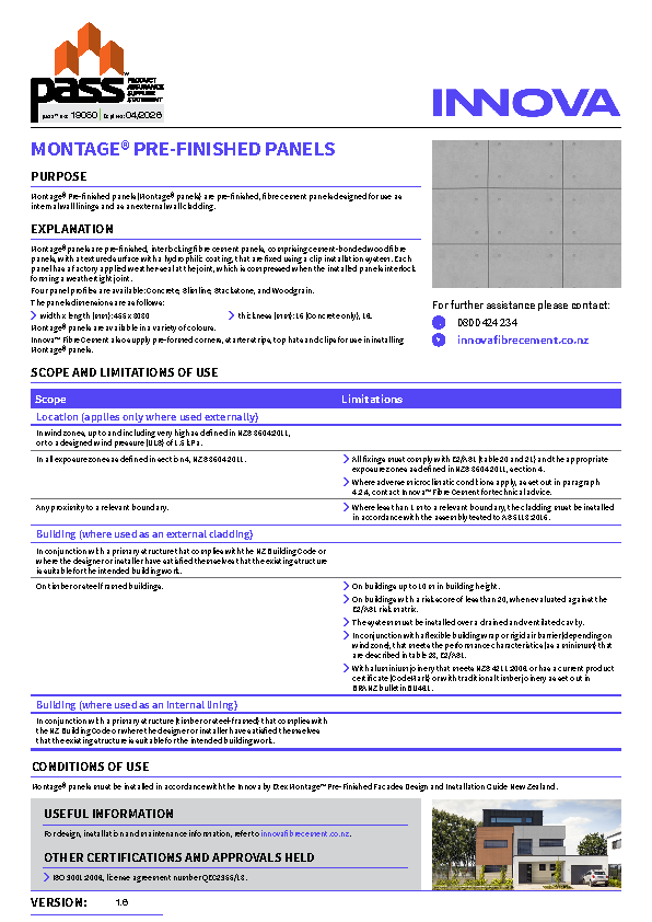 Innova Montage™ Pre-finished panels pass™