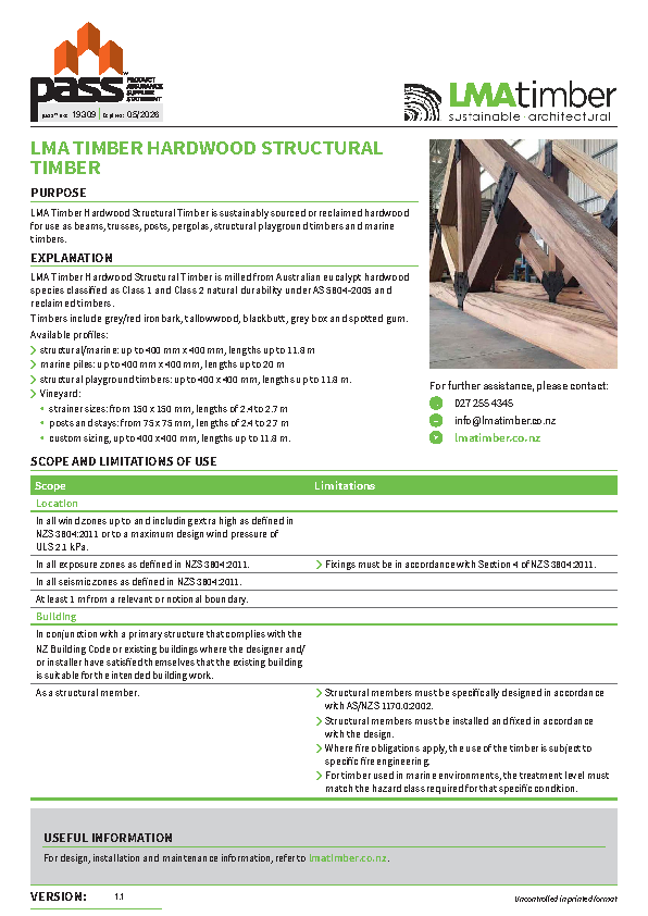 LMA Timber Hardwood Structural Timber pass™