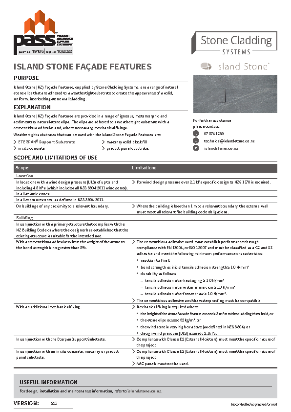 Island Stone (NZ) Façade Features pass™