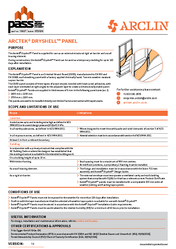 Arclin Arctek Dryshell Panel pass™