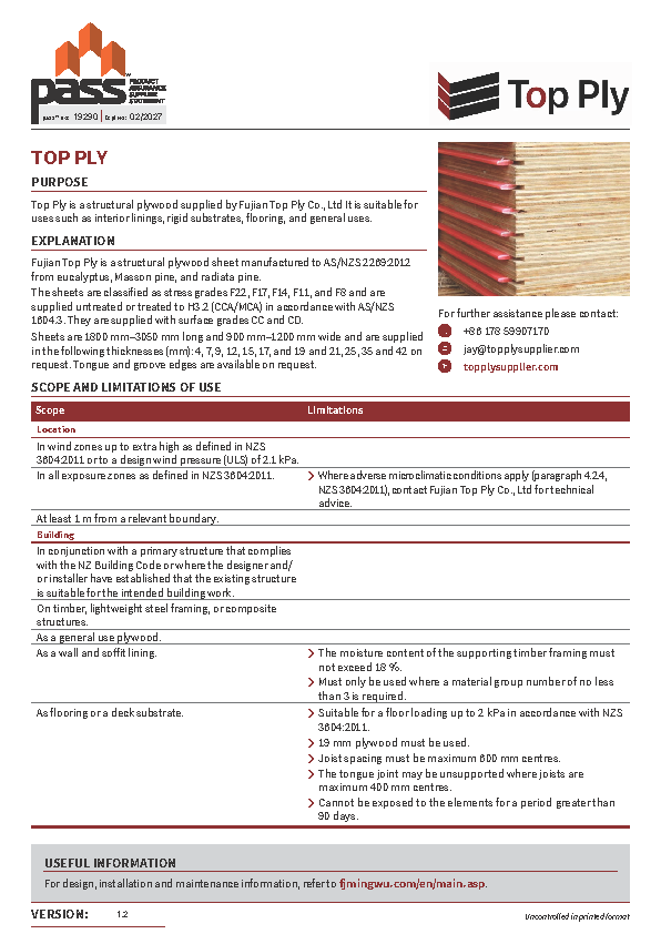 Fujian Top Ply Plywood pass