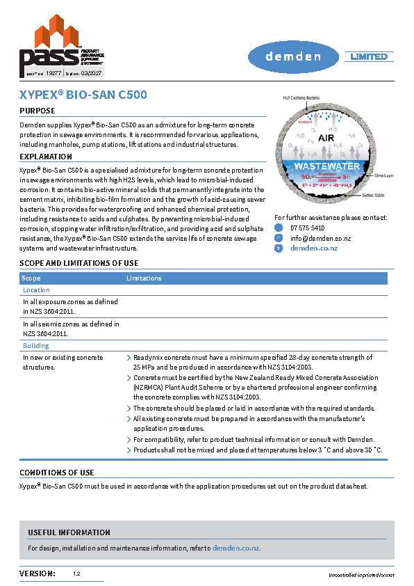 Demden Xypex Bio-San C500 pass™