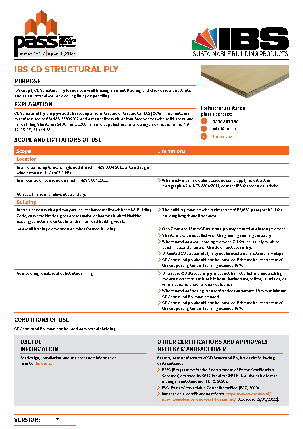 IBS CD Structural Ply pass™