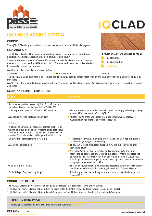 IQCLAD Cladding System pass™