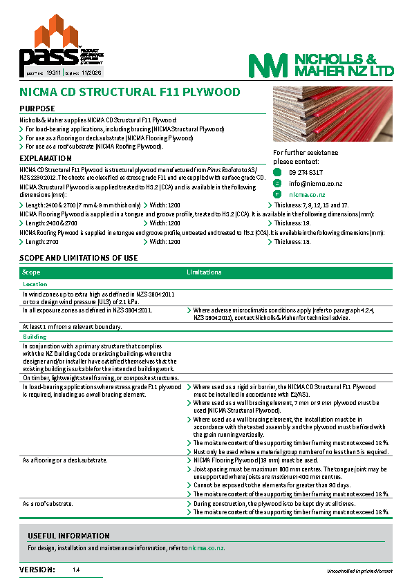 NICMA CD F11 Plywood pass™