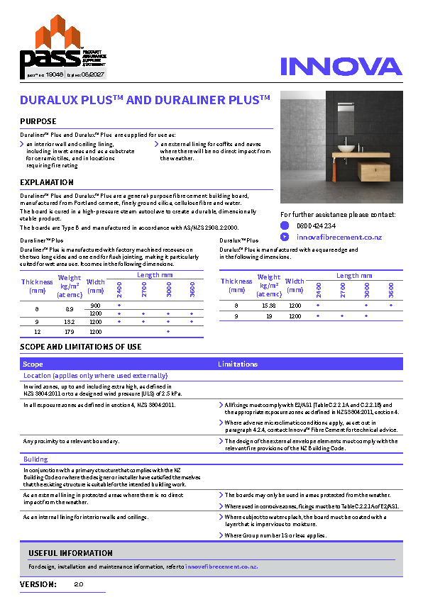 Duraliner™ Plus and Duralux™ Plus pass™