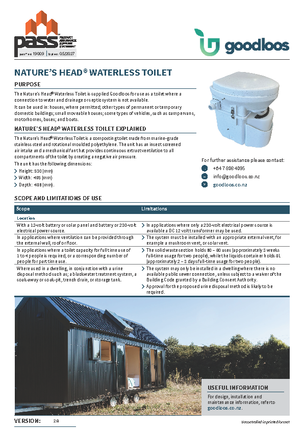 Nature’s Head® Waterless Toilet pass™