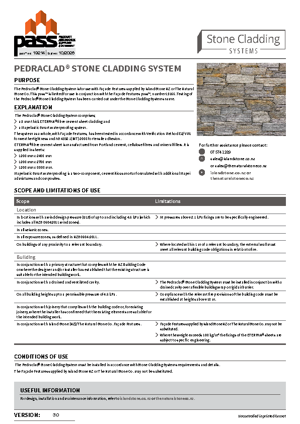 StoneCladding Pedraclad Cladding System pass™