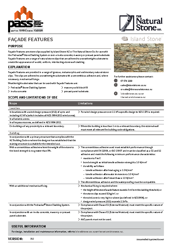 Island Stone (NZ) Façade Features pass™