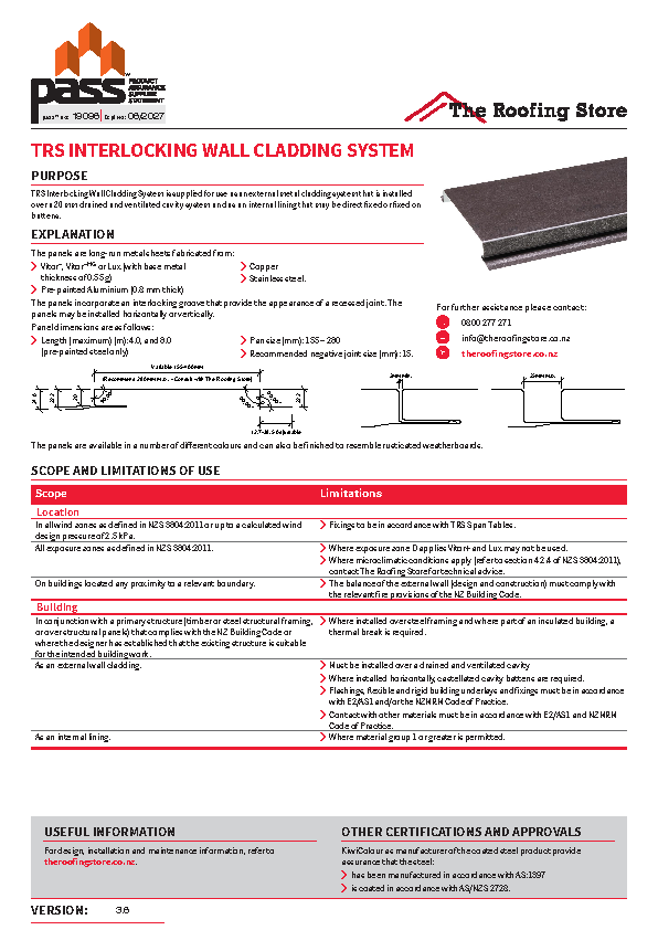 TRS Interlocking Wall Cladding System pass™