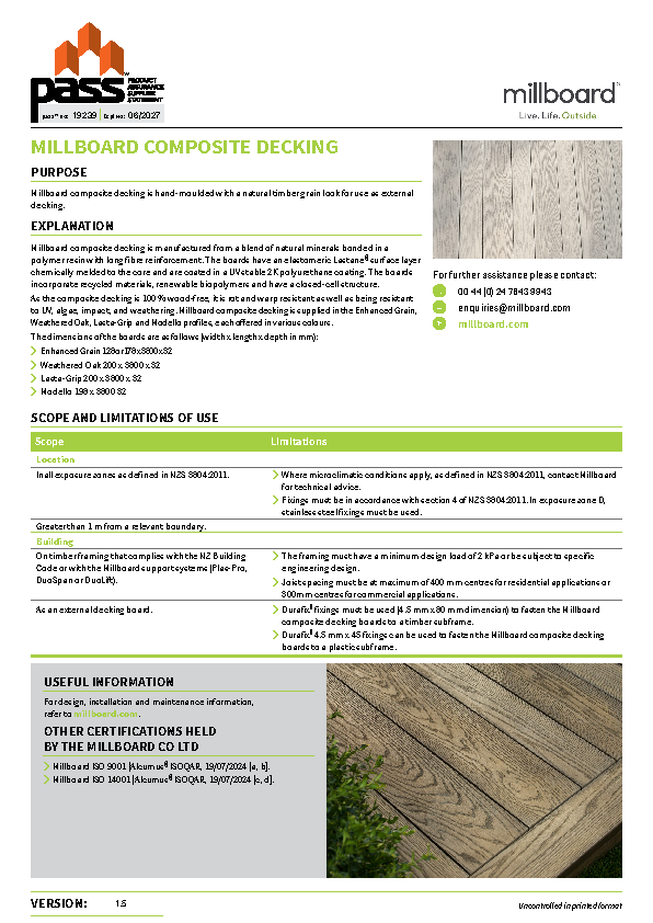 Millboard Composite Decking pass™