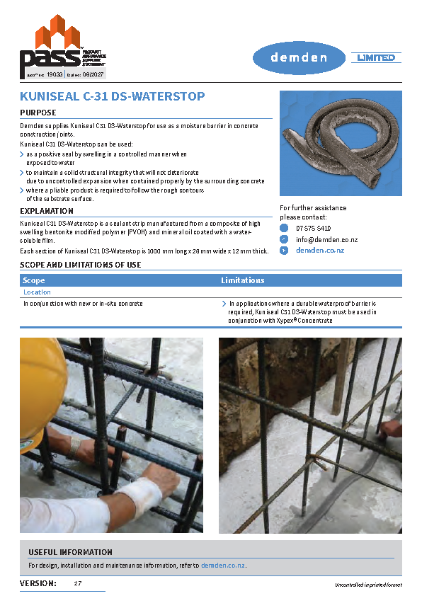 Demden Kuniseal C-31 DS-Waterstop pass™
