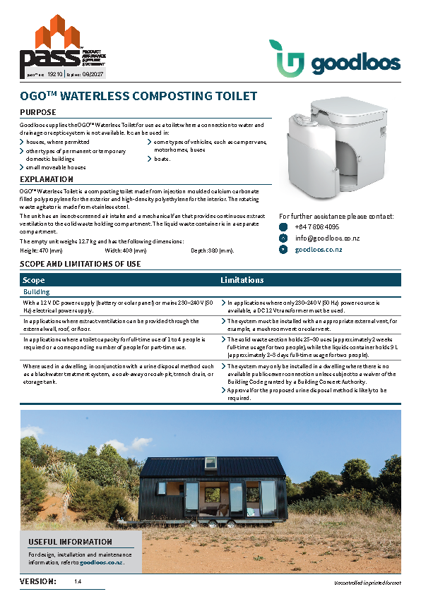 OGO™ Waterless Toilet pass™