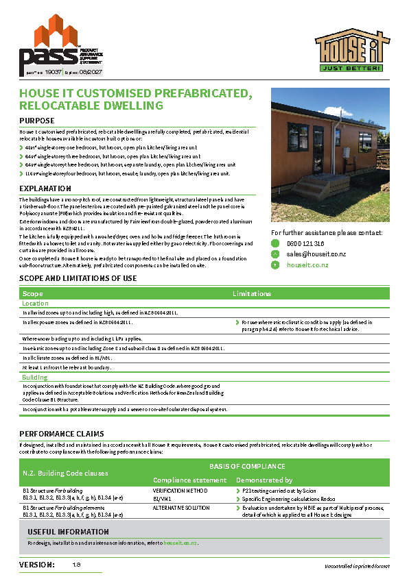 HOUSE IT CUSTOMISED PREFABRICATED, RELOCATABLE DWELLING pass™