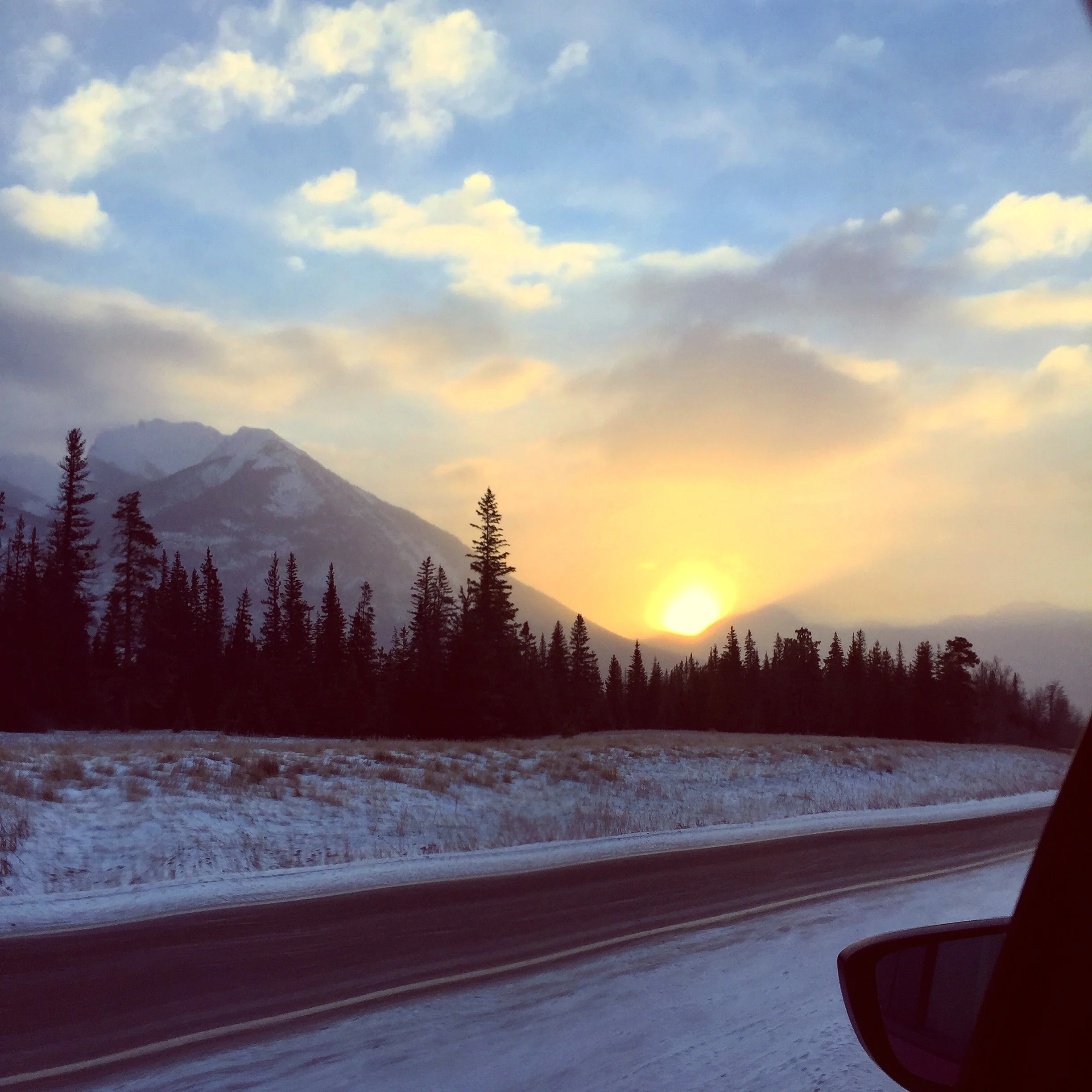 Sunrise somewhere in Jasper National Park, Canada during a quick trip to Marmot Basin.