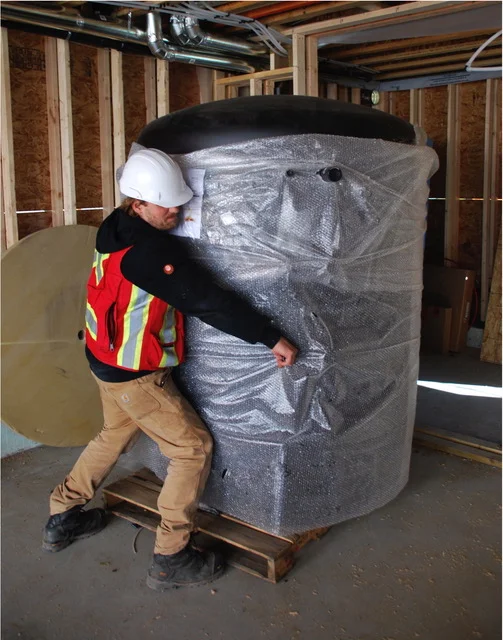 Having around 400 houses in a community run off 100% renewables is no easy feat. The water storage technology they may use would be similar to the tank that Godo used and studied in his PhD project, but scaled up. (The actual tank from his PhD project is pictured above).