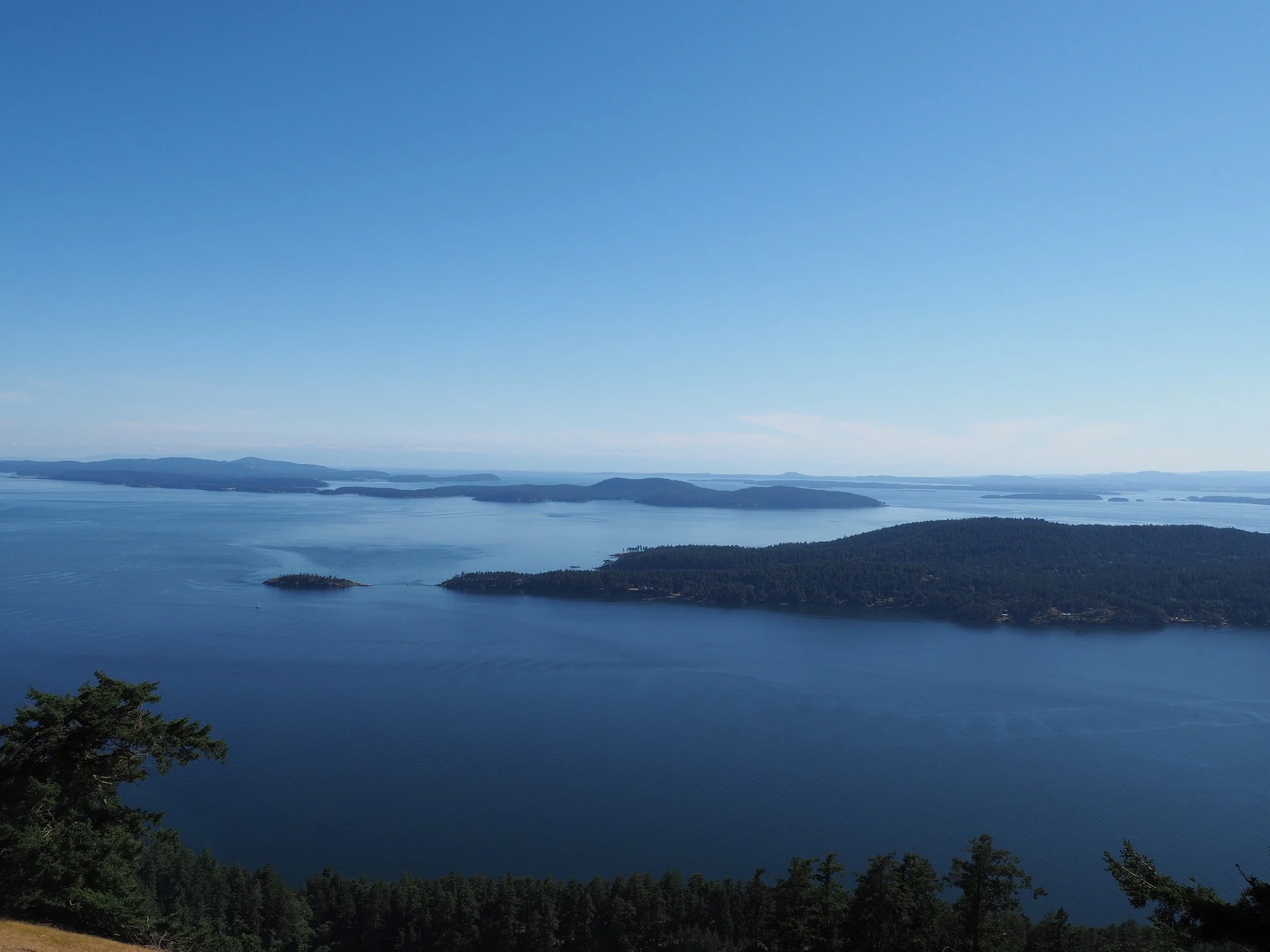 The view of the Gulf Islands from the highest point on Saturna.