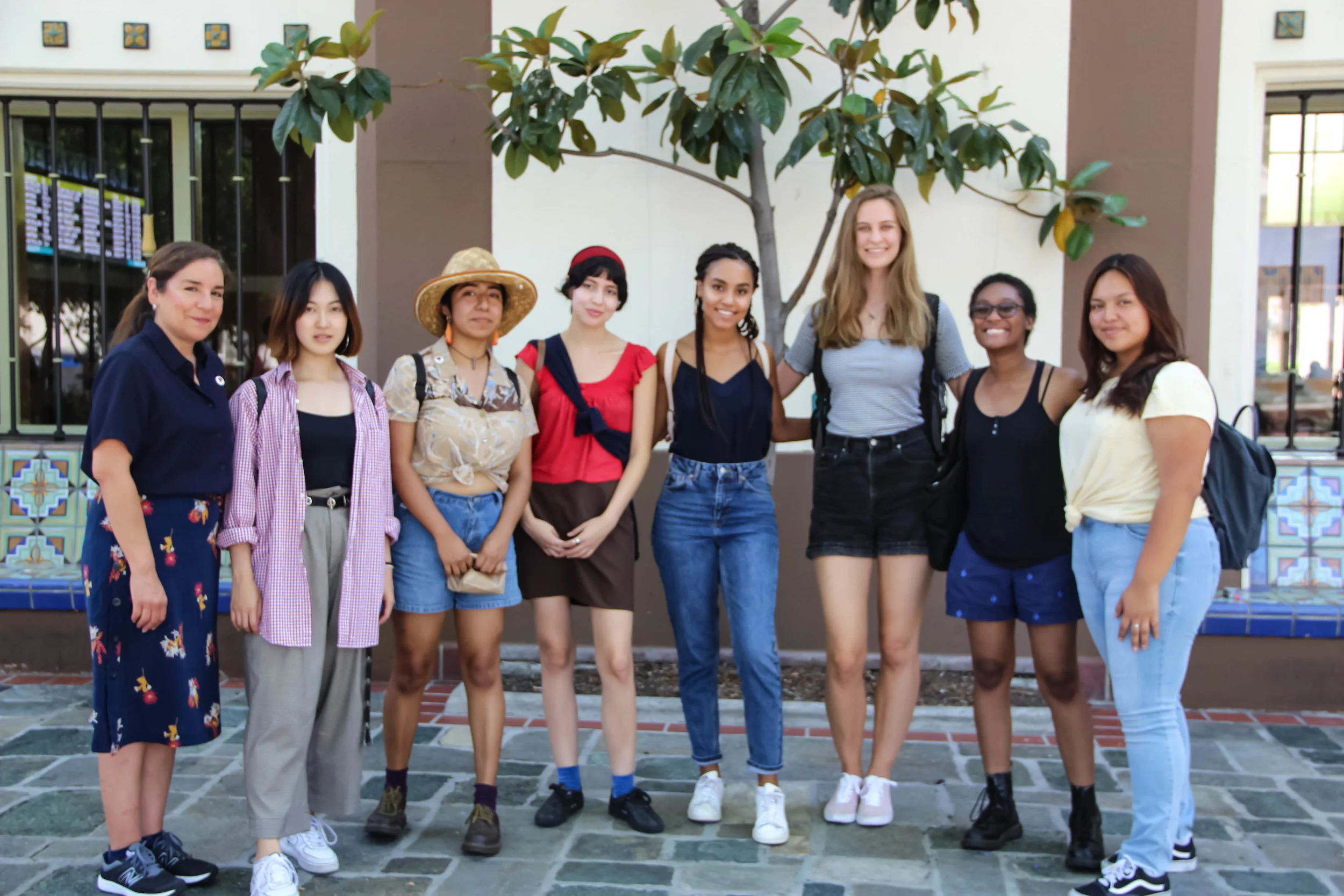 LACAC interns tour Metro's Union Station. Pictured from left to right: Alma Villegas ( artworx LA), Kachina Xu (Justice By Uniting In Creative Energy), Gemma Jimenez (Echo Park Film Center), Tania Ordoñez ( artworx LA), Sophia McDowell (Theatre of Hearts), Mila Frank (Get Lit-Words Ignite), Dominique Dickey (Get Lit-Words Ignite), and Emily Sajche (The Gabriella Foundation)